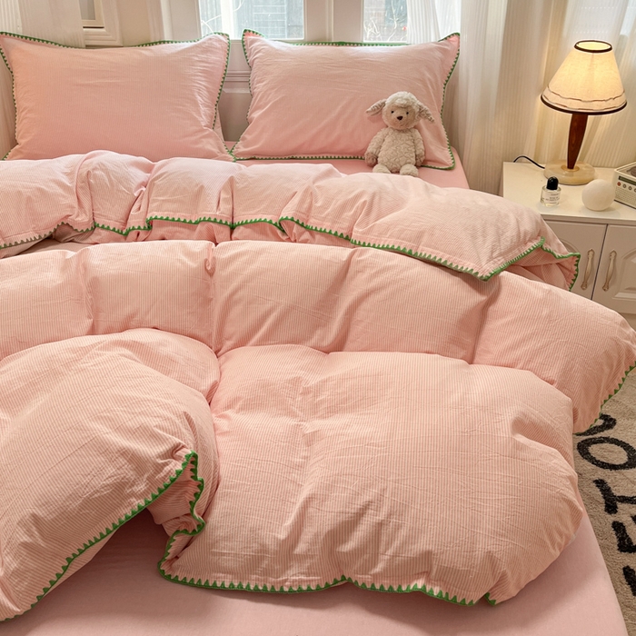 91家纺网 家纺一手货源 找家纺 （总）禧澜庭 2026新款全棉纯棉水洗棉贝壳边三角针四件套