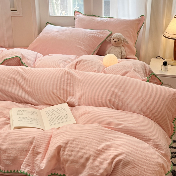 91家纺网 家纺一手货源 找家纺 （总）禧澜庭 2026新款全棉纯棉水洗棉贝壳边三角针四件套