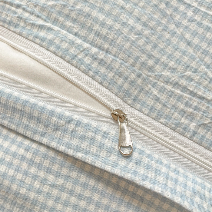 91家纺网 家纺一手货源 找家纺 禧澜庭 2026新款全棉纯棉水洗棉贝壳边三角针四件套 简格-蓝