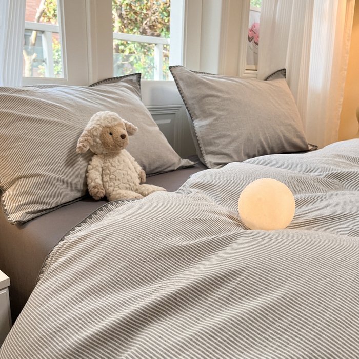 91家纺网 家纺一手货源 找家纺 禧澜庭 2026新款全棉纯棉水洗棉贝壳边三角针四件套 初见-灰