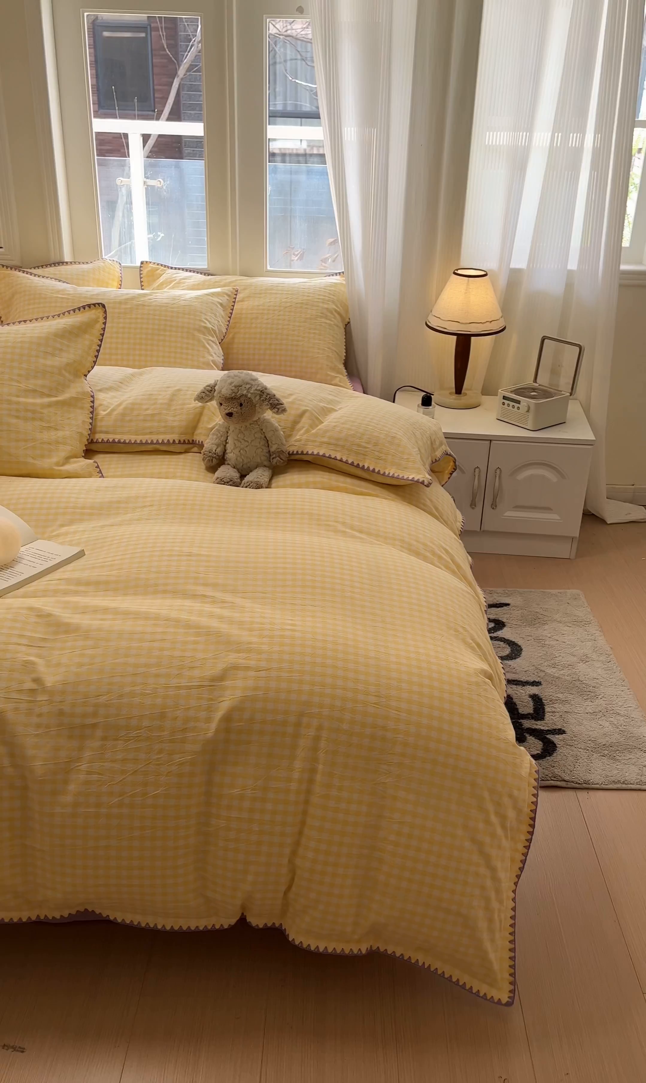 91家纺网 家纺一手货源 找家纺 禧澜庭 2026新款全棉纯棉水洗棉贝壳边三角针四件套 云芙-黄