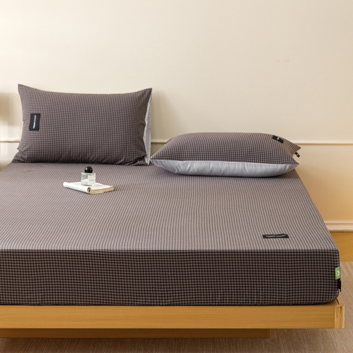 91家纺网 家纺一手货源 找家纺 卡姿家纺 2026春夏色织水洗棉复古风 — 床笠三件套 床笠-梵舍灰