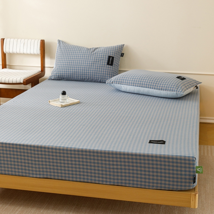 91家纺网 家纺一手货源 找家纺 卡姿家纺 2026春夏色织水洗棉复古风 — 床笠三件套 床笠-杰西卡雾兰