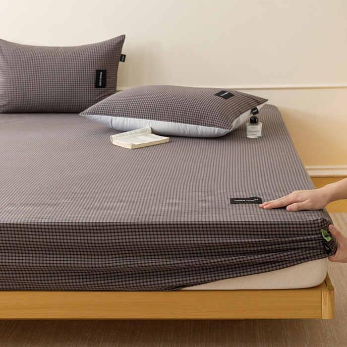 91家纺网 家纺一手货源 找家纺 卡姿家纺 2026春夏色织水洗棉复古风 — 床笠三件套 床笠-梵舍灰