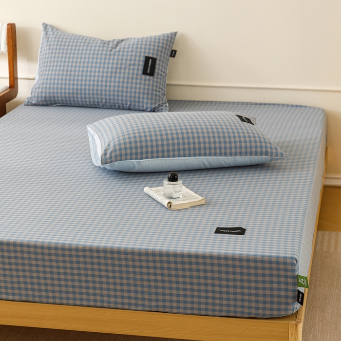 91家纺网 家纺一手货源 找家纺 卡姿家纺 2026春夏色织水洗棉复古风 — 床笠三件套 床笠-杰西卡雾兰