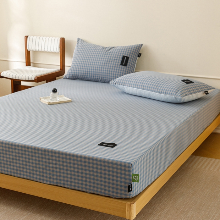 91家纺网 家纺一手货源 找家纺 卡姿家纺 2026春夏色织水洗棉复古风 — 床笠三件套 床笠-杰西卡雾兰