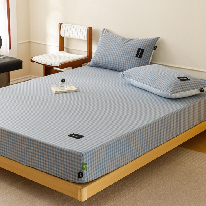 91家纺网 家纺一手货源 找家纺 卡姿家纺 2026春夏色织水洗棉复古风 — 床笠三件套 床笠-杰西卡雾兰