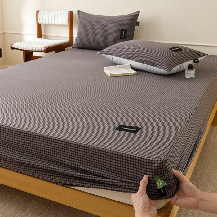 91家纺网 家纺一手货源 找家纺 卡姿家纺 2026春夏色织水洗棉复古风 — 床笠三件套 床笠-梵舍灰