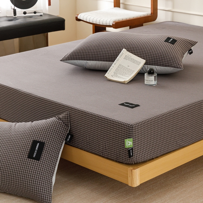 91家纺网 家纺一手货源 找家纺 卡姿家纺 2026春夏色织水洗棉复古风 — 床笠三件套 床笠-梵舍灰