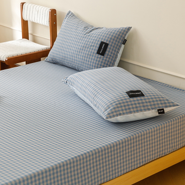 91家纺网 家纺一手货源 找家纺 卡姿家纺 2026春夏色织水洗棉复古风 — 床笠三件套 床笠-杰西卡雾兰