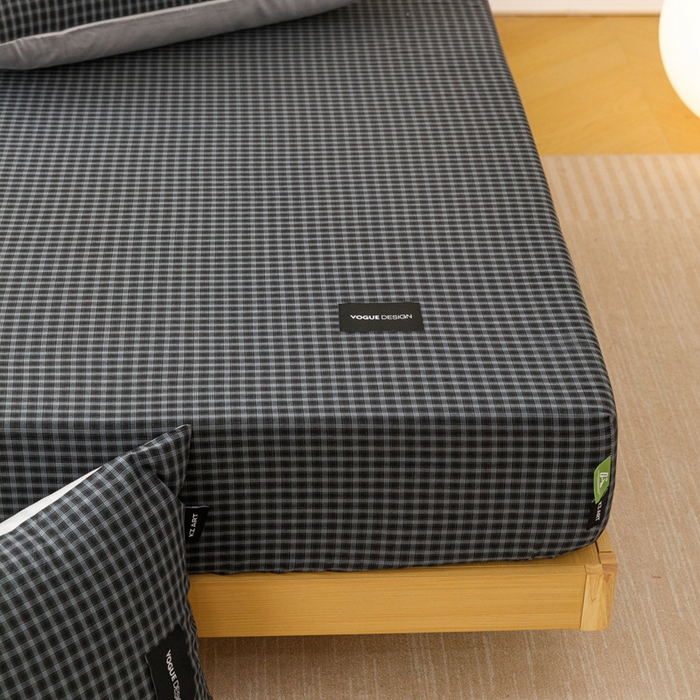 91家纺网 家纺一手货源 找家纺 卡姿家纺 2026春夏色织水洗棉复古风 — 床笠三件套 床笠-空野蓝黑