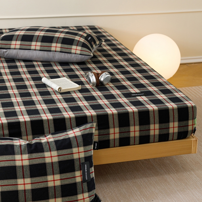 91家纺网 家纺一手货源 找家纺 卡姿家纺 2026春夏色织水洗棉复古风 — 床笠三件套 床笠-慕岛