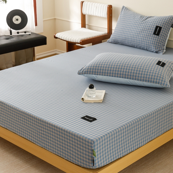 91家纺网 家纺一手货源 找家纺 卡姿家纺 2026春夏色织水洗棉复古风 — 床笠三件套 床笠-杰西卡雾兰