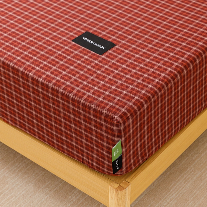 91家纺网 家纺一手货源 找家纺 卡姿家纺 2026春夏色织水洗棉复古风 — 床笠三件套 床笠-旷野红