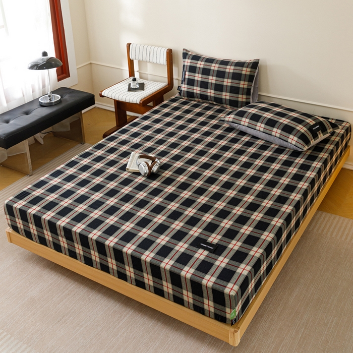 91家纺网 家纺一手货源 找家纺 卡姿家纺 2026春夏色织水洗棉复古风 — 床笠三件套 床笠-慕岛