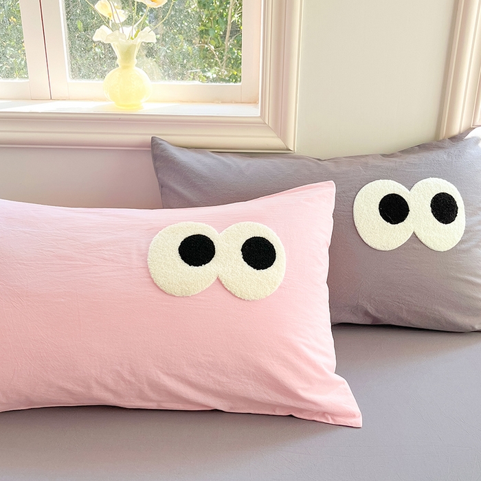 91家纺网 家纺一手货源 找家纺 禧澜庭 2026新款全棉纯棉水洗棉四件套大眼毛巾绣 白桃粉+都市灰