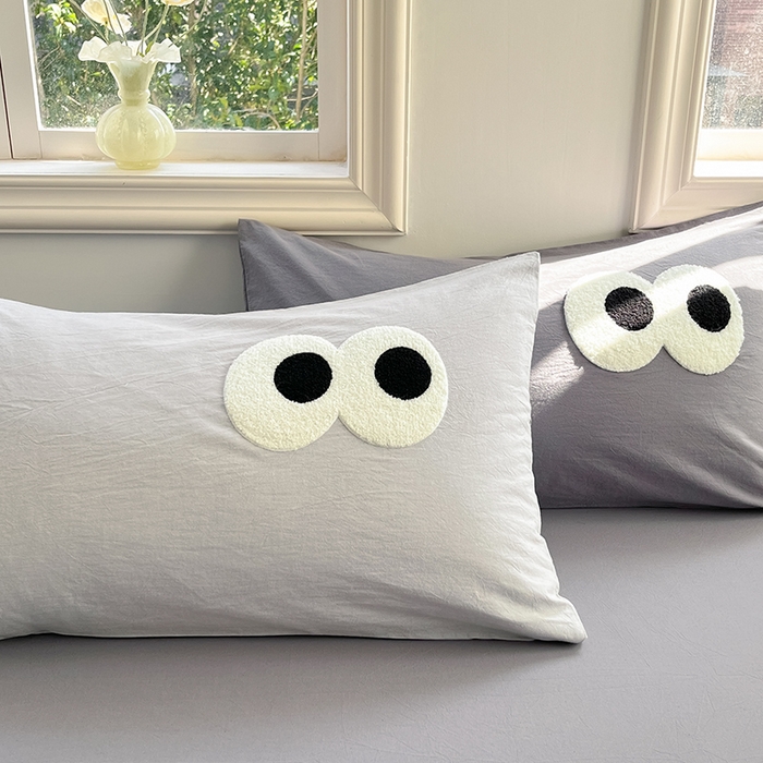 91家纺网 家纺一手货源 找家纺 禧澜庭 2026新款全棉纯棉水洗棉四件套大眼毛巾绣 银翼灰+都市灰