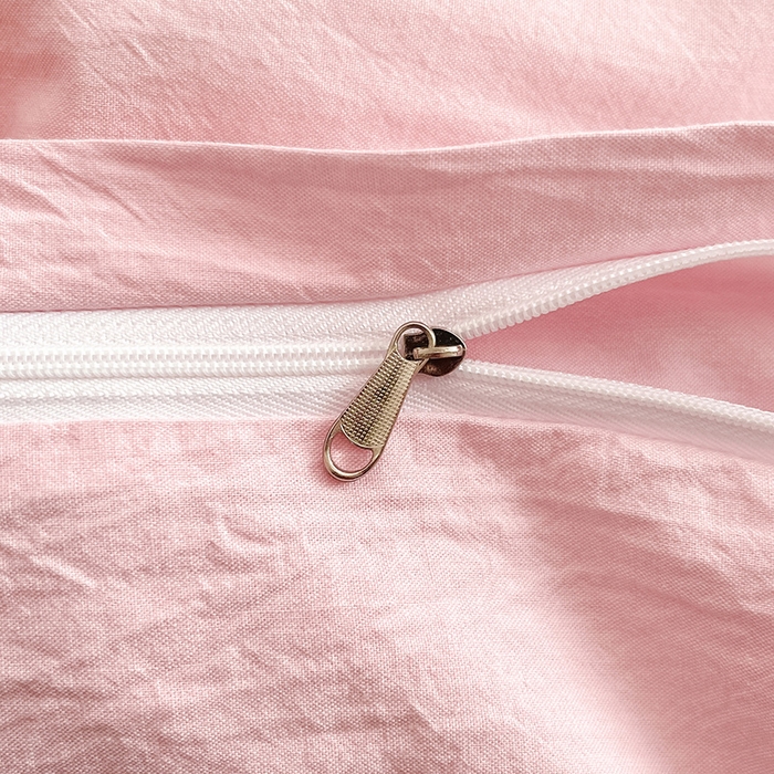 91家纺网 家纺一手货源 找家纺 禧澜庭 2026新款全棉纯棉水洗棉四件套大眼毛巾绣 白桃粉+都市灰