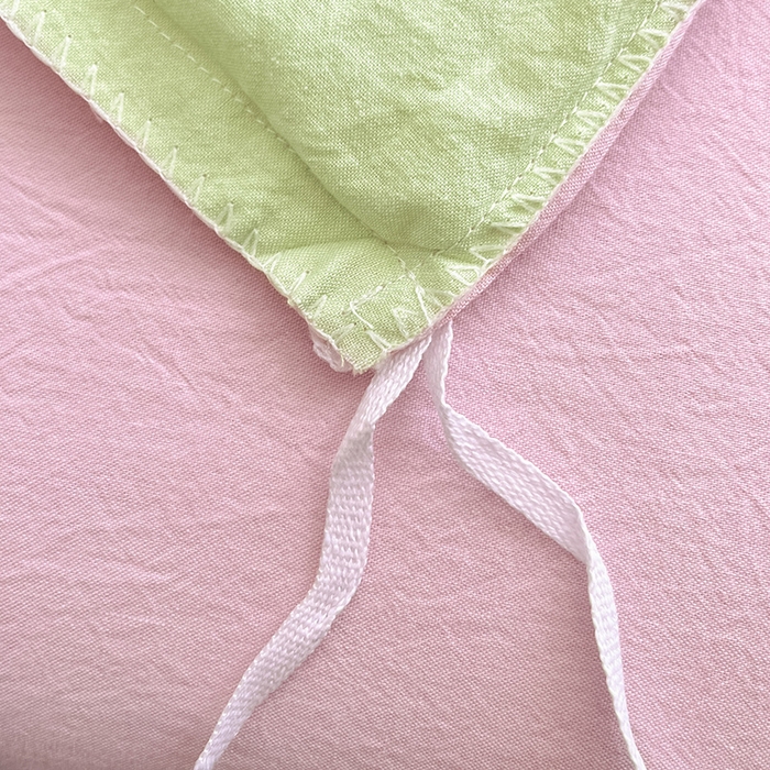 91家纺网 家纺一手货源 找家纺 禧澜庭 2026新款全棉纯棉水洗棉四件套大眼毛巾绣 抹茶绿+白桃粉