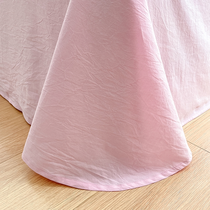 91家纺网 家纺一手货源 找家纺 禧澜庭 2026新款全棉纯棉水洗棉四件套大眼毛巾绣 抹茶绿+白桃粉