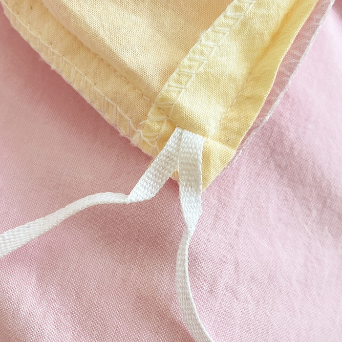 91家纺网 家纺一手货源 找家纺 禧澜庭 2026新款全棉纯棉水洗棉四件套大眼毛巾绣 奶油黄+白桃粉