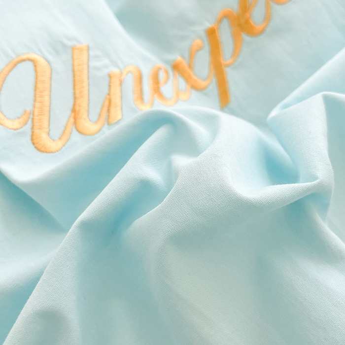 91家纺网 家纺一手货源 找家纺 禧澜庭 2026新款纯棉全棉斜纹四件套刺绣绣花款春小清新三件套-幸运花 幸运花-天空蓝+奶黄