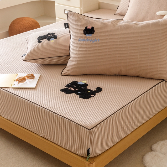 91家纺网 家纺一手货源 找家纺 （总）卡姿家纺 2026春夏全棉双层纱床盖式床笠三件套