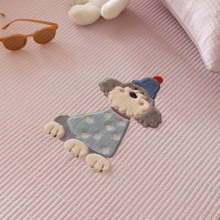 91家纺网 家纺一手货源 找家纺 卡姿家纺 2026春夏全棉双层纱床盖式床笠三件套 小狗贝塔