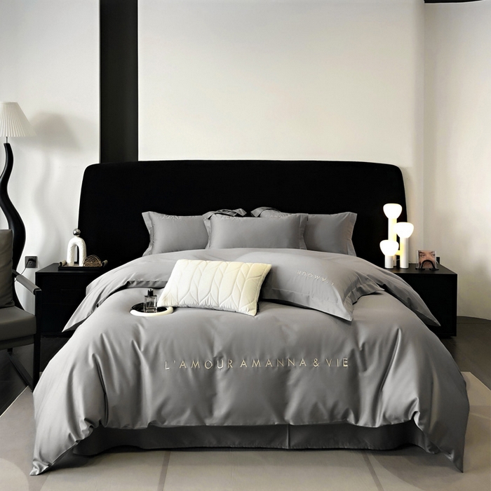 91家纺网 家纺一手货源 找家纺 （总）禧澜庭 2026新款高支纯棉全棉斜纹四件套刺绣绣花款轻奢三件套--简爱系列