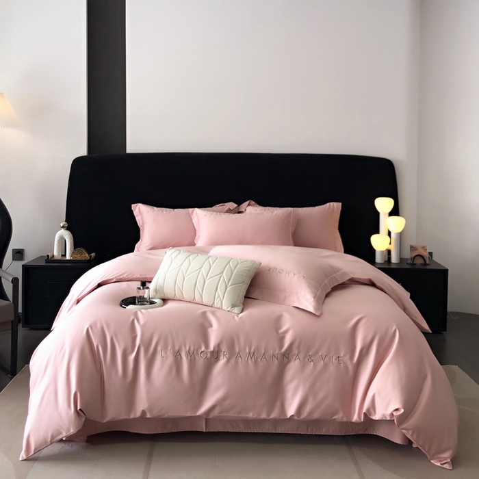 91家纺网 家纺一手货源 找家纺 （总）禧澜庭 2026新款高支纯棉全棉斜纹四件套刺绣绣花款轻奢三件套--简爱系列