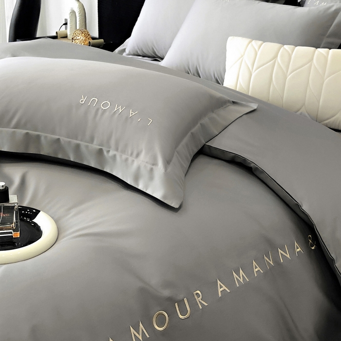 91家纺网 家纺一手货源 找家纺 （总）禧澜庭 2026新款高支纯棉全棉斜纹四件套刺绣绣花款轻奢三件套--简爱系列