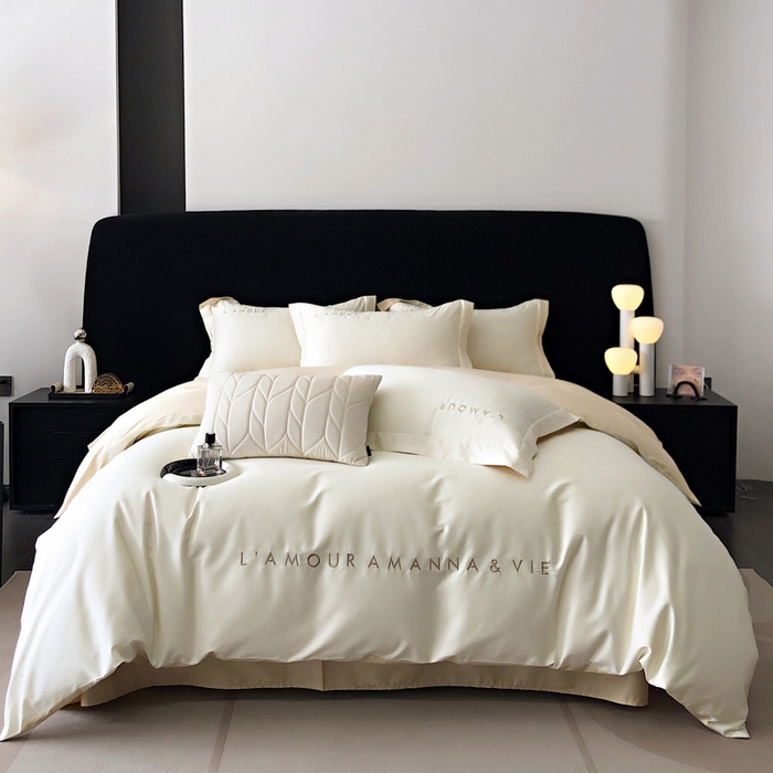 91家纺网 家纺一手货源 找家纺 （总）禧澜庭 2026新款高支纯棉全棉斜纹四件套刺绣绣花款轻奢三件套--简爱系列