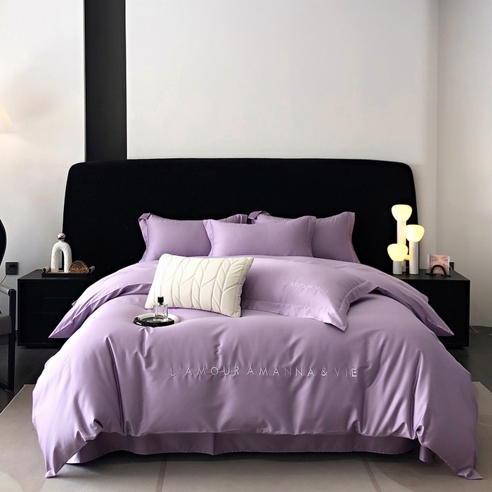 91家纺网 家纺一手货源 找家纺 （总）禧澜庭 2026新款高支纯棉全棉斜纹四件套刺绣绣花款轻奢三件套--简爱系列