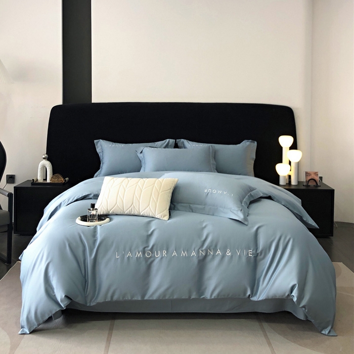 91家纺网 家纺一手货源 找家纺 （总）禧澜庭 2026新款高支纯棉全棉斜纹四件套刺绣绣花款轻奢三件套--简爱系列