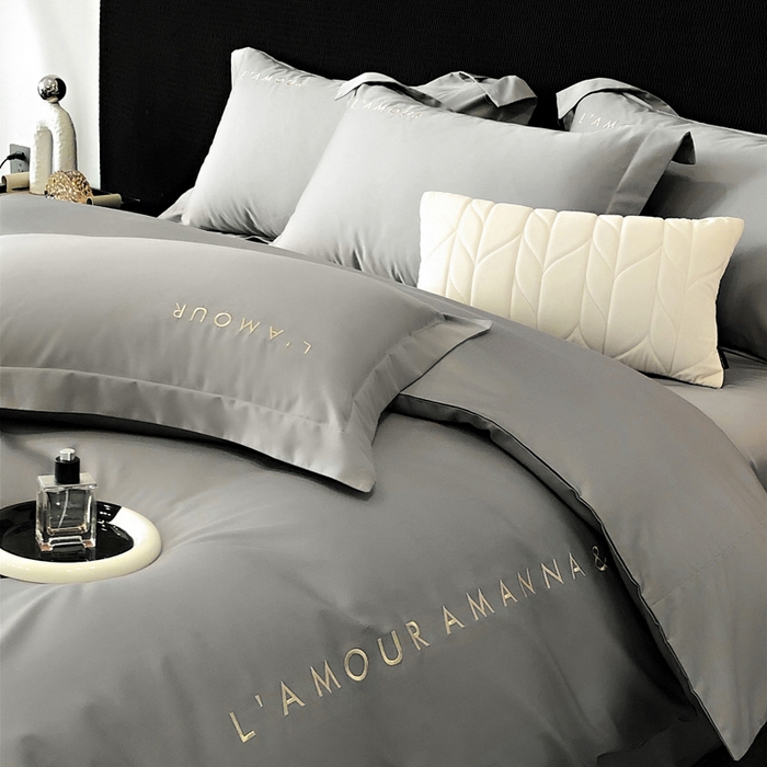 91家纺网 家纺一手货源 找家纺 （总）禧澜庭 2026新款高支纯棉全棉斜纹四件套刺绣绣花款轻奢三件套--简爱系列