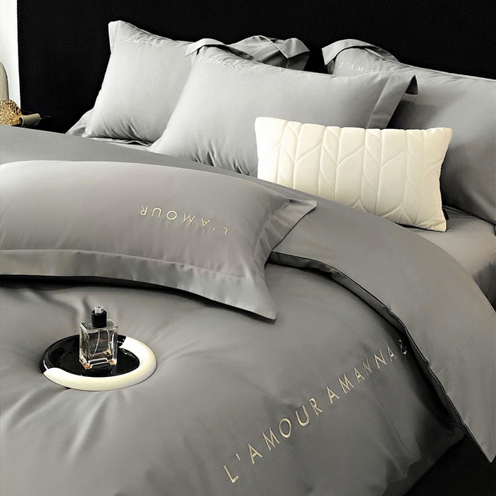 91家纺网 家纺一手货源 找家纺 （总）禧澜庭 2026新款高支纯棉全棉斜纹四件套刺绣绣花款轻奢三件套--简爱系列