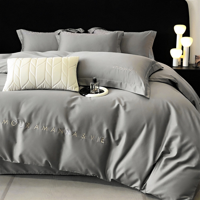 91家纺网 家纺一手货源 找家纺 （总）禧澜庭 2026新款高支纯棉全棉斜纹四件套刺绣绣花款轻奢三件套--简爱系列