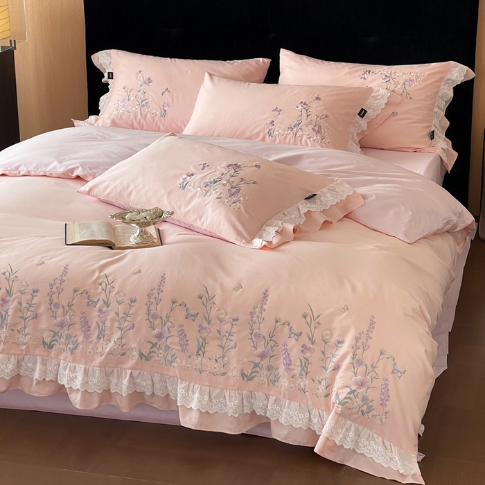 91家纺网 家纺一手货源 找家纺 卡姿家纺 2026春夏森系小清新刺绣 — 花素印象 花素印象-粉