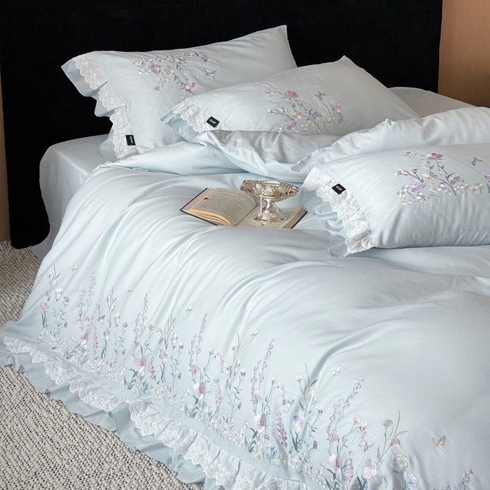 91家纺网 家纺一手货源 找家纺 卡姿家纺 2026春夏森系小清新刺绣 — 花素印象 花素印象-蓝