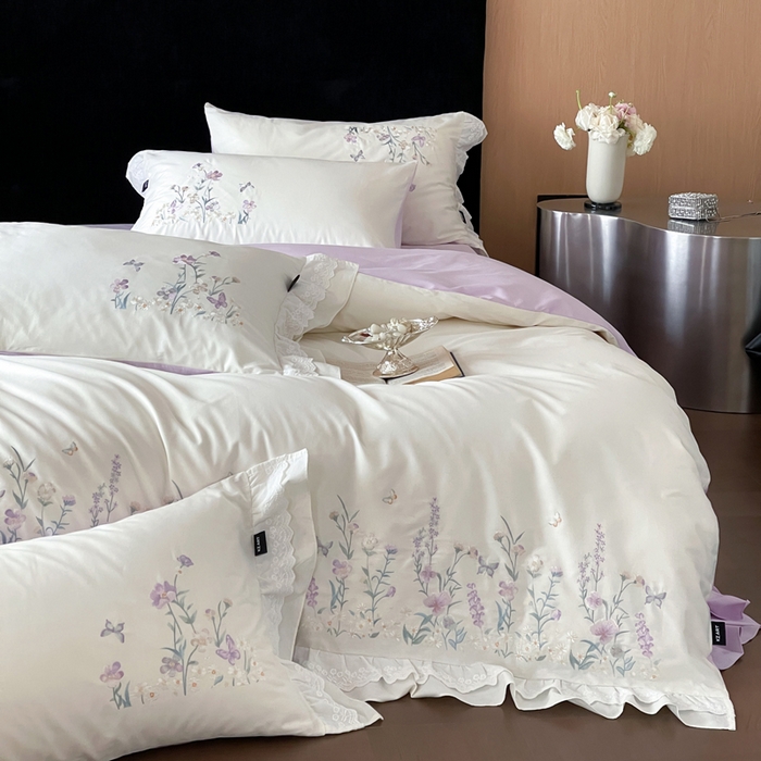 91家纺网 家纺一手货源 找家纺 卡姿家纺 2026春夏森系小清新刺绣 — 花素印象 花素印象-奶白