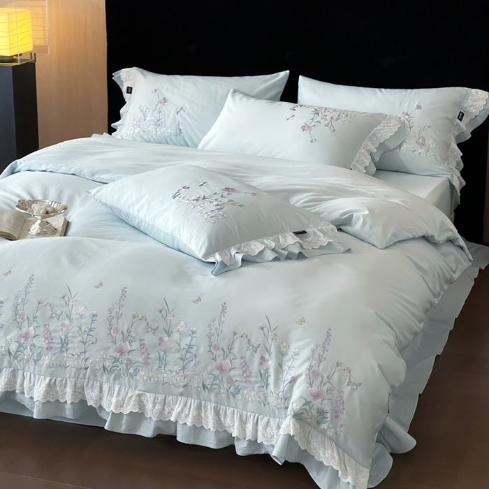 91家纺网 家纺一手货源 找家纺 卡姿家纺 2026春夏森系小清新刺绣 — 花素印象 花素印象-蓝