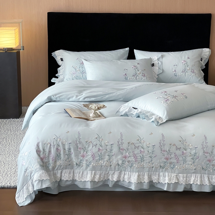 91家纺网 家纺一手货源 找家纺 卡姿家纺 2026春夏森系小清新刺绣 — 花素印象 花素印象-蓝