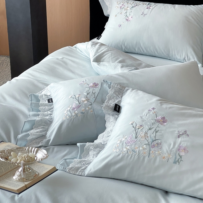 91家纺网 家纺一手货源 找家纺 卡姿家纺 2026春夏森系小清新刺绣 — 花素印象 花素印象-蓝