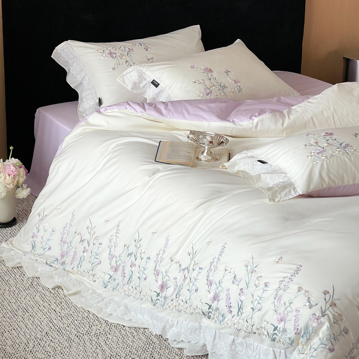 91家纺网 家纺一手货源 找家纺 卡姿家纺 2026春夏森系小清新刺绣 — 花素印象 花素印象-奶白