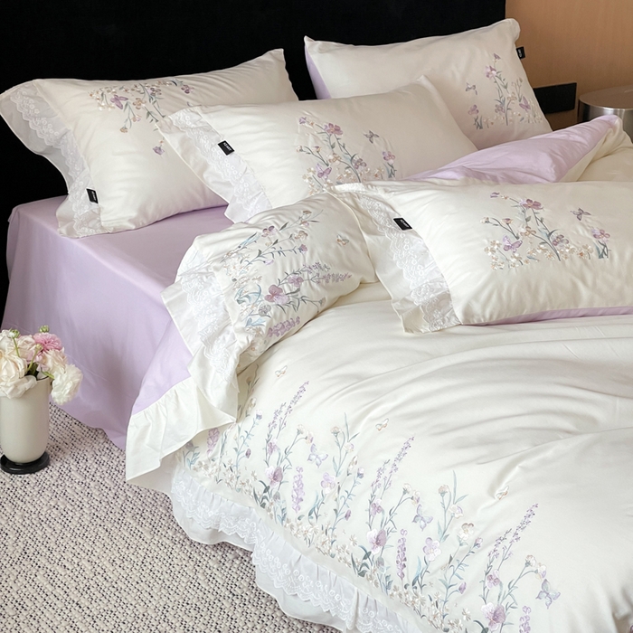 91家纺网 家纺一手货源 找家纺 卡姿家纺 2026春夏森系小清新刺绣 — 花素印象 花素印象-奶白