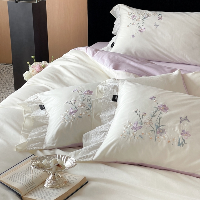 91家纺网 家纺一手货源 找家纺 卡姿家纺 2026春夏森系小清新刺绣 — 花素印象 花素印象-奶白