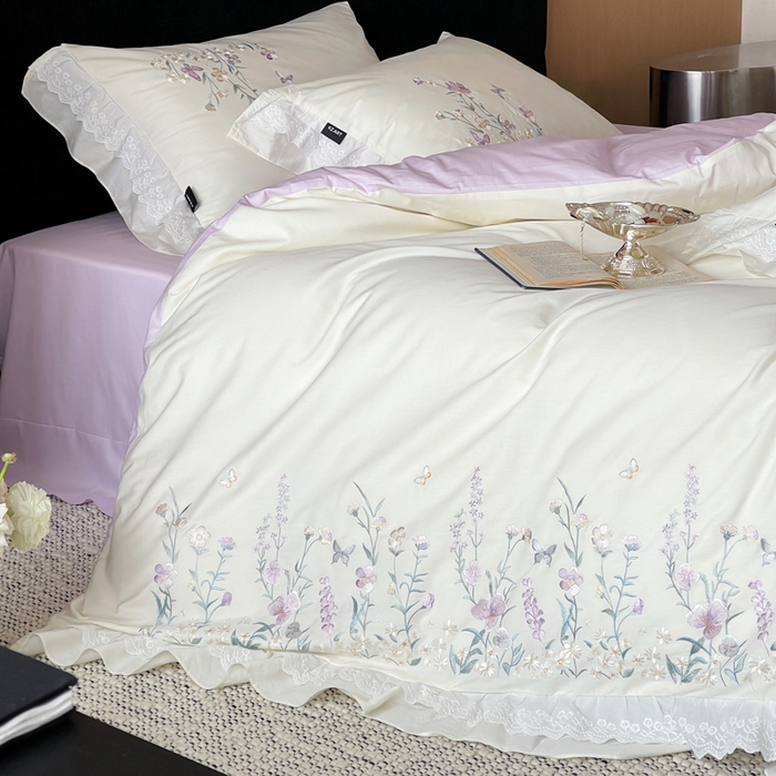 91家纺网 家纺一手货源 找家纺 卡姿家纺 2026春夏森系小清新刺绣 — 花素印象 花素印象-奶白