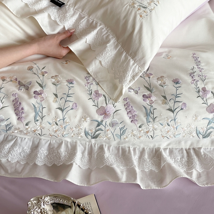 91家纺网 家纺一手货源 找家纺 卡姿家纺 2026春夏森系小清新刺绣 — 花素印象 花素印象-奶白