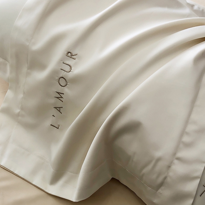 91家纺网 家纺一手货源 找家纺 禧澜庭 2026新款高支纯棉全棉斜纹四件套刺绣绣花款轻奢三件套--简爱系列 贵族白+香槟