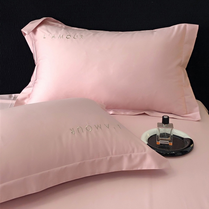 91家纺网 家纺一手货源 找家纺 禧澜庭 2026新款高支纯棉全棉斜纹四件套刺绣绣花款轻奢三件套--简爱系列 芙蓉粉